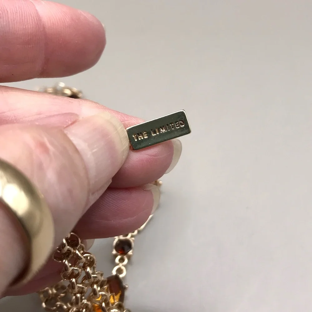 The Limited Gold-Tone and Amber Colored Gems “Y” Necklace - Picture 5 of 10